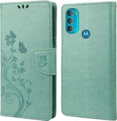 Bloemen Book Case - Motorola Moto G71 Hoesje - Groen