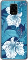 Geschikt voor Xiaomi Redmi Note 10 Lite hoesje - Tropisch - Bloemen - Blauw - Siliconen Telefoonhoesje