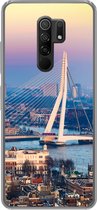 Geschikt voor Xiaomi Redmi 9 hoesje - Rotterdam - Skyline - Zonsondergang - Siliconen Telefoonhoesje