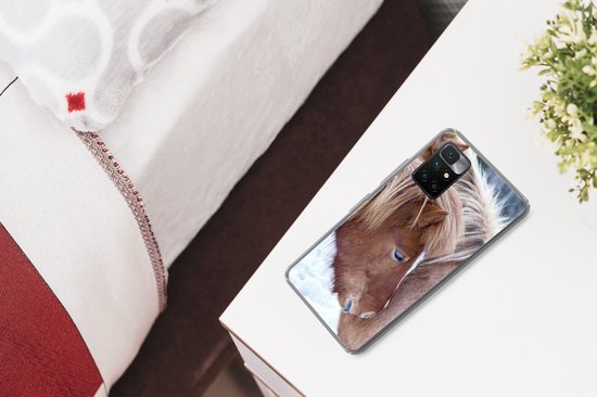 Coque Xiaomi Redmi 10 - Paarden - Poulain - Neige - Coque de téléphone en Siliconen