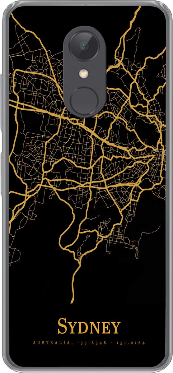 Telefoonhoesje Geschikt voor Xiaomi Geschikt voor Redmi 5 hoesje - Sydney - Kaart - Goud - Siliconen Telefoonhoesje Telefoonhoesje
