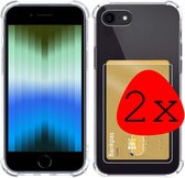 iPhone SE 2022 Hoesje Met Pasjeshouder Transparant Card Case Shock - 2 Stuks