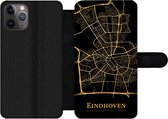 Bookcase Geschikt voor iPhone 11 Pro telefoonhoesje - Eindhoven - Stadskaart - Goud - Met vakjes - Wallet case met magneetsluiting