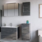 Badkamermeubelset met 80cm keramische wastafel -02 Graphite structuur, B/H/D: 131/200/46cm