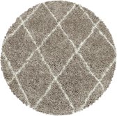 Tapis de salon Shaggy Motif de diamant Poil souple couleur Beige