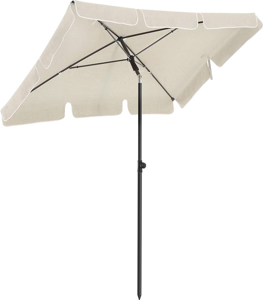 Parasol Voor Balkon, Rechthoekige Tuinscherm, 200 X 125 Cm, Uv-Bescherming Tot Upf 50+, Knikbaar, Parasoldoek Met Pa-Coating, Voor Tuin, Terras, Zonder Standaard, Beige