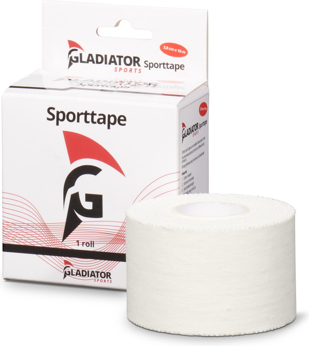 Gladiator Sports Sporttape - Blessure Tape - Fysio Tape Elastisch - Voetbal Tape - Hardloop Tape - Wit - 1 Rol - Gladiator Sports