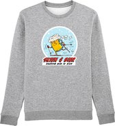 Skien en bier daarom ben ik hier Rustaagh sweater maat L - grijs - bedrukt - unisex -ski