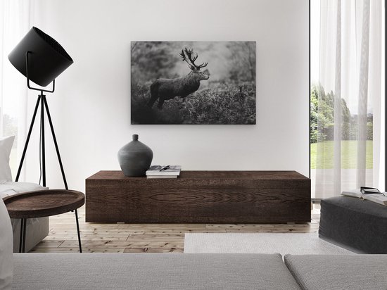 Artaza Peinture sur Toile Cerf dans la Forêt de Côté - Zwart Wit - 120x80 - Groot - Photo sur Toile - Impression sur Toile