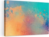 Artaza Canvas Schilderij Abstracte Kunst - Acryl met Blauw en Oranje - 90x60 - Foto Op Canvas - Canvas Print - Muurdecoratie
