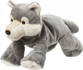 Pluche knuffel grijze wolf van 22 cm - Wolven speelgoed knuffels artikelen.