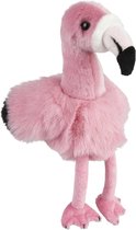 Pluche kleine knuffel dieren roze flamingo vogel van 18 cm - Speelgoed knuffels vogels - Leuk als cadeau voor kinderen