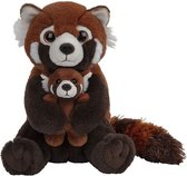 Pluche familie Rode Pandas knuffels van 22 cm - Dieren speelgoed knuffels cadeau - Moeder en jong knuffeldieren