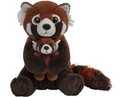 foto van Nature Planet Pluche Rode Panda familie - knuffels - 22 cm - bosdieren knuffel