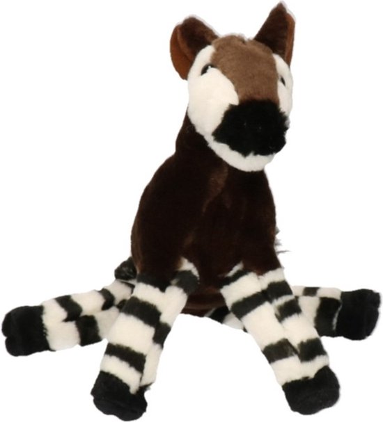 Pluche bruine okapi knuffel 18 cm - Afrikaanse zoogdieren knuffels - Speelgoed voor kinderen