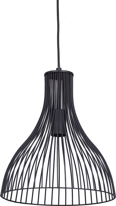 Relaxdays hanglamp draad - plafondlamp - E27- uittrekbaar - woonkamerlamp - metaal - zwart