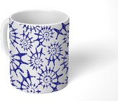 Mok - Koffiemok - Zeeschelp - Blauw - Wit - Design - Mokken - 350 ML - Beker - Koffiemokken - Theemok