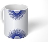 Mok - Koffiemok - Zonnebloem - Blauw - Patronen - Natuur - Mokken - 350 ML - Beker - Koffiemokken - Theemok