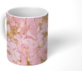Mok - Goud - Roze - Marmer print - Patronen - Mokken - 350 ML - Beker - Uitdeelcadeautjes