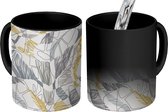 Magische Mok - Foto op Warmte Mokken - Koffiemok - Line Art - Jungle - Patronen - Goud - Magic Mok - Beker - 350 ML - Theemok