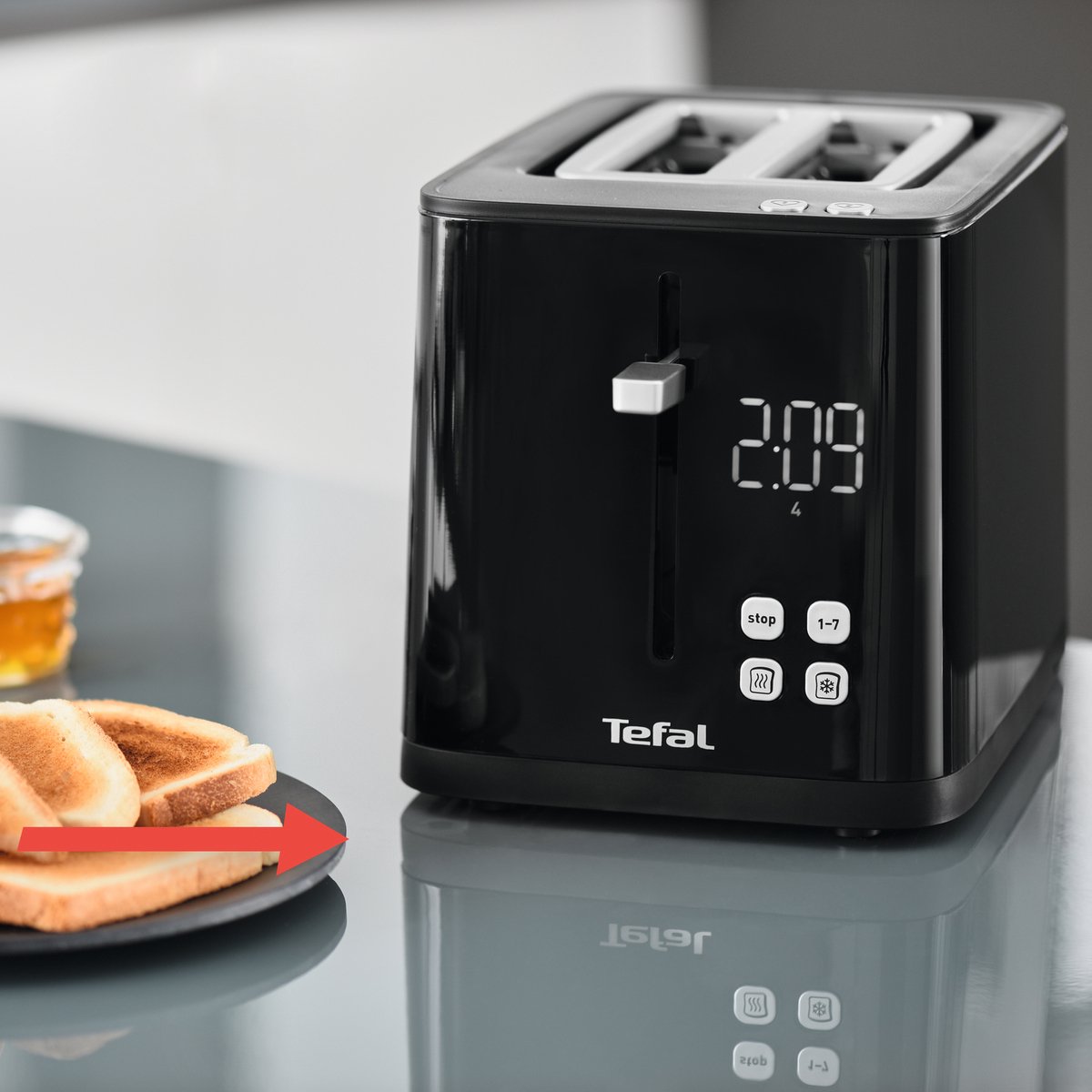 Tefal Smart & Light TT6408 Broodrooster - 7 Bruiningsniveaus - LED Display - Voor Brede Sneetjes thumbnail 3