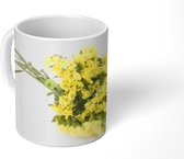 Mok - Boeket met gele Limonium bloemen - 350 ML - Beker - Uitdeelcadeautjes