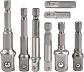 Dopadapter 8-delige set 1/4" zeskantadapter naar 1/4" 3/8" 1/2" dopsleutel voor boormachine en accuschroevendraaier bithouder