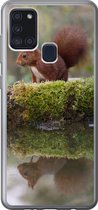 Geschikt voor Samsung Galaxy A21s hoesje - Bosdieren - Water - Mos - Siliconen Telefoonhoesje