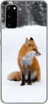Geschikt voor Samsung Galaxy S20 hoesje - Vos - Sneeuw - Winter - Siliconen Telefoonhoesje