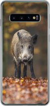 Geschikt voor Samsung Galaxy S10 hoesje - Wild dier - Bos - Herfst - Siliconen Telefoonhoesje