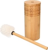 Toiletborstel bruin met houder van bamboe 24 cm - Wc-borstels