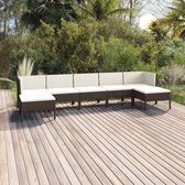 vidaXL 7-delige Loungeset met kussens poly rattan bruin