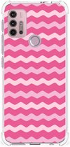 Foto hoesje Motorola Moto G30 | G20 | G10 Smartphone hoesje met doorzichtige rand Waves Pink
