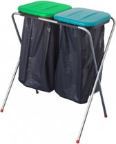 vuilniszakkenhouder voor 2 zakken groen/blauw