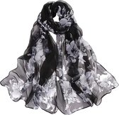 LIXIN Elegant Stijlvol Sjaal Dames - Kleur 1 - Hals sjaaltje 160x50 cm - Neksjaaltje - Dames nek sjaaltje - Pure zijde gevoel - Zijde Blend - Omslagdoek - Satijn Zijdezacht -  Bloemenprint - Dames accessoires