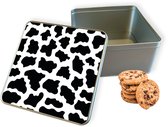 Grote Vierkante Koektrommel - Bewaarblik met Pauwenveren Design