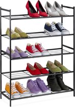 Relaxdays schoenenrek 5 etages - schoenenkast - voor 15 paar schoenen - schoenenopberger - zwart