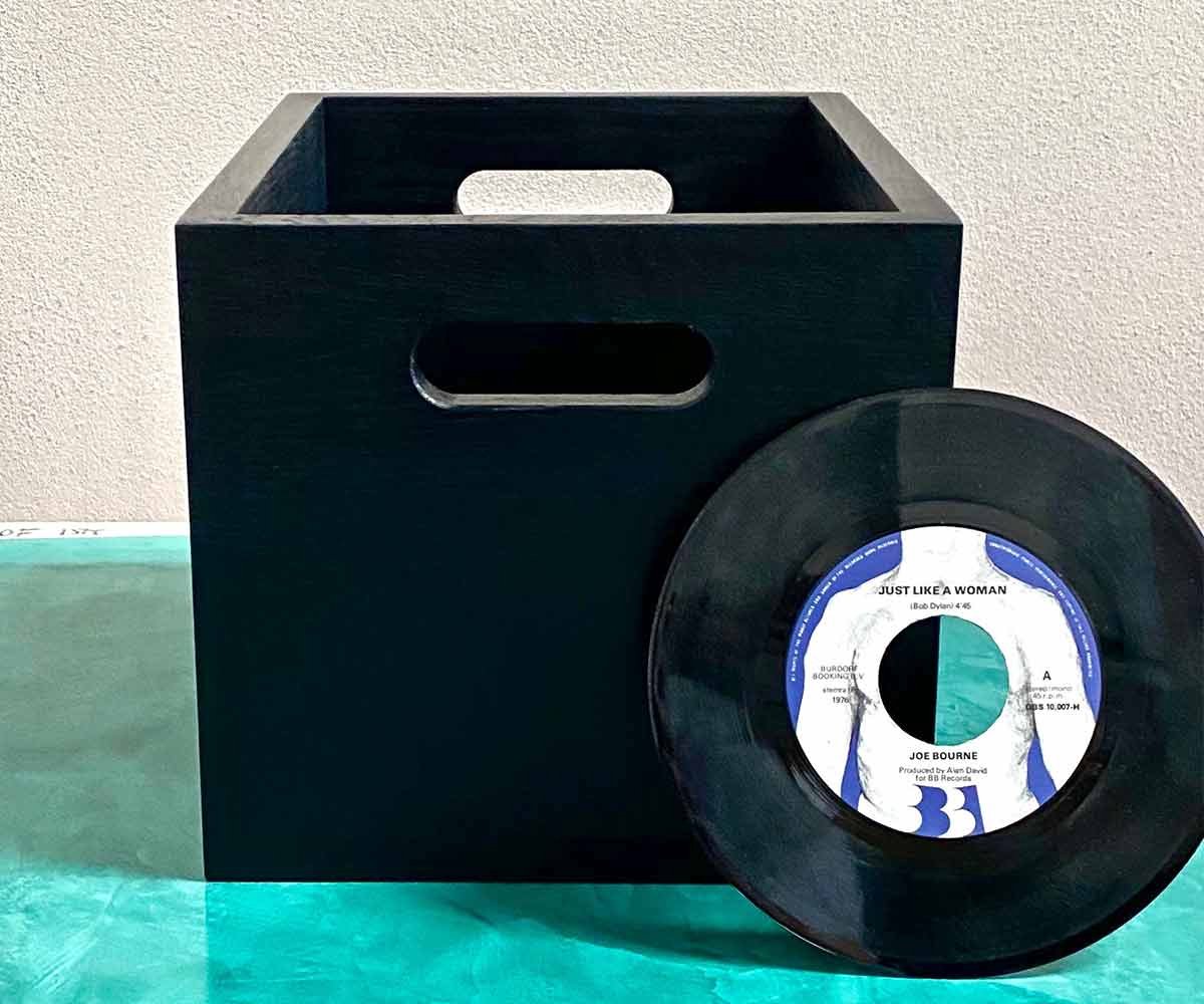 Houten Vinyl Platen Box – LP Opbergkast - Multifunctioneel opbergsysteem - Black Magic – Eikenhout (7-inch)
