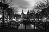Walljar - Amsterdam By Night - Zwart wit poster