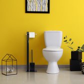 Relaxdays toiletaccessoires set - zwart - toiletrolhouder staand - toiletborstelhouder