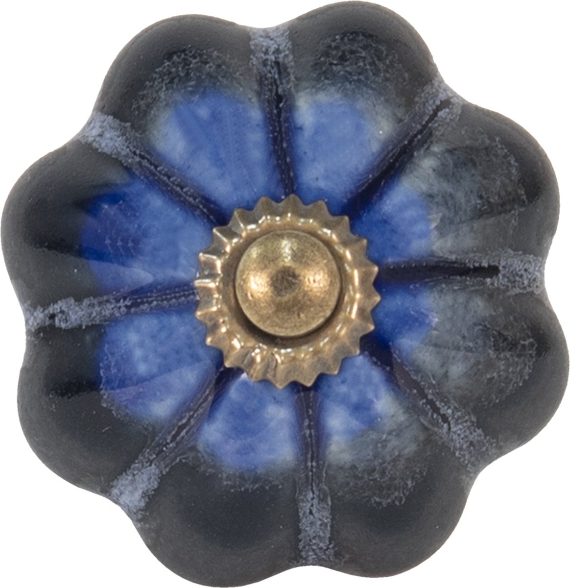 Clayre & Eef Deurknop Ø 4 cm Blauw Keramiek Meubelknop Kastknop