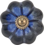 Clayre & Eef Deurknop Ø 4 cm Blauw Keramiek Meubelknop