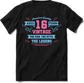 16 Jaar Legend - Feest kado T-Shirt Heren / Dames - Licht Blauw / Licht Roze - Perfect Verjaardag Cadeau Shirt - grappige Spreuken, Zinnen en Teksten. Maat XL