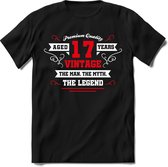 17 Jaar Legend - Feest kado T-Shirt Heren / Dames - Wit / Rood - Perfect Verjaardag Cadeau Shirt - grappige Spreuken, Zinnen en Teksten. Maat 3XL