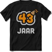 43 Jaar Feest kado T-Shirt Heren / Dames - Perfect Verjaardag Cadeau Shirt - Goud / Zilver - Maat L