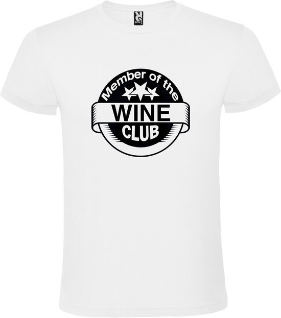 Wit T-shirt ‘Member Of The Wine Club’ Zwart Maat 3XL