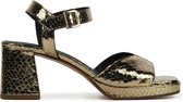 Lina Locchi Sandalen Dames / Damesschoenen - Leer - Blokhak hoogte 6 cm - L1117 - Goud - Maat 38