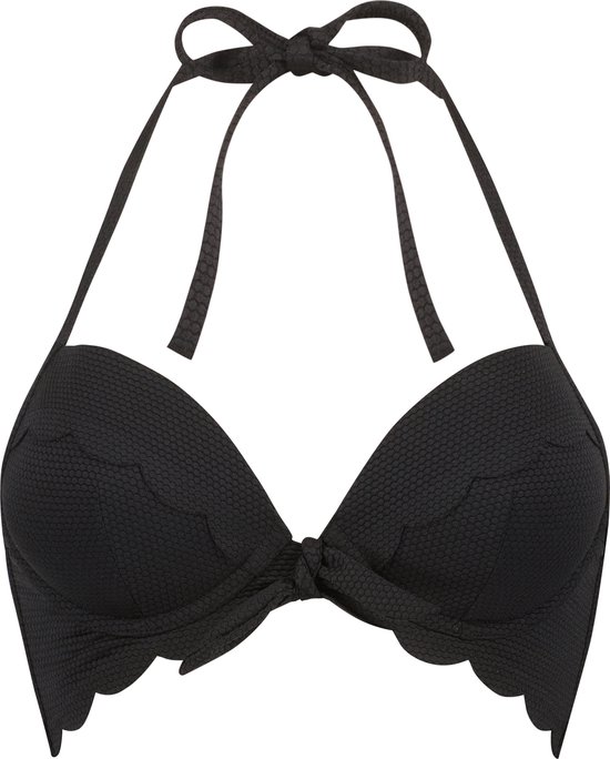 Foto: Hunkem ller scallop push up underwired bikini top cup a e zwart b70