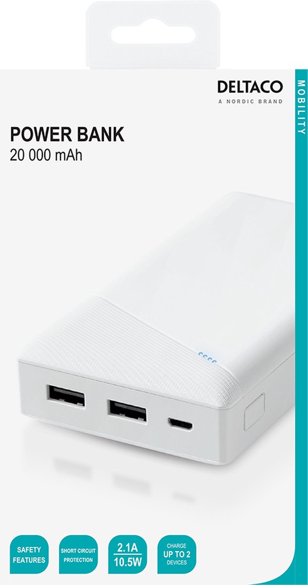 Deltaco - - 20.000 mAh - 2x USB-A - 2 poorten - | bol.com