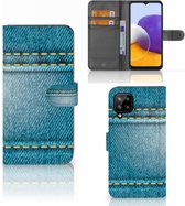 Wallet Book Case Geschikt voor Samsung Galaxy A22 4G | M22 Telefoon Hoesje Jeans